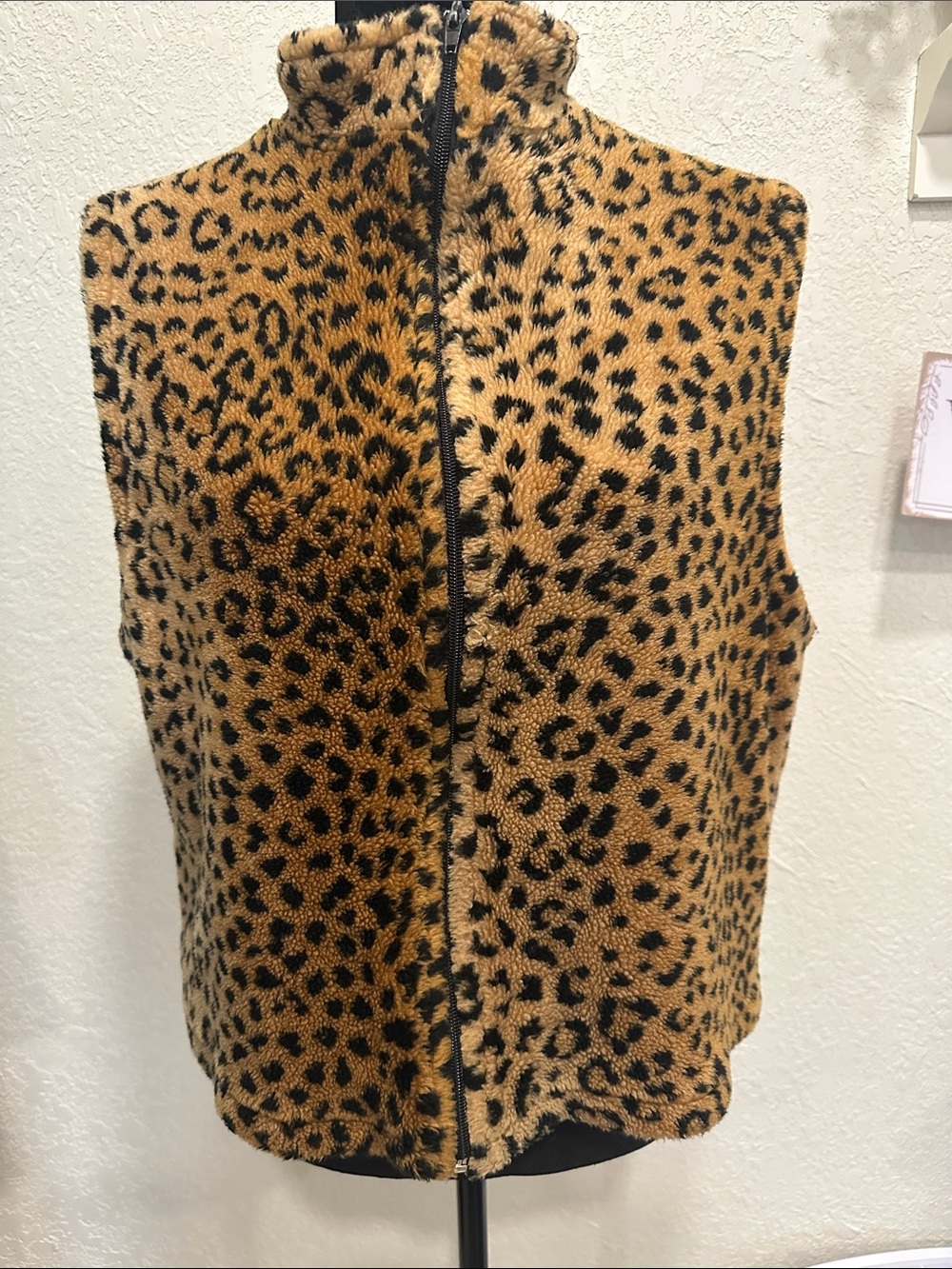 Leopard Print Sherpa Y2K Vest